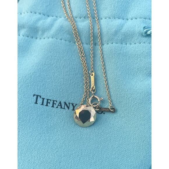 Tiffany Co Elsa Peretti Faceted 2 Carat 18k gold Pendant Necklace on a 15" Chain - Picture 4 of 15
